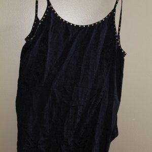 Open back studded black spaghetti strap top